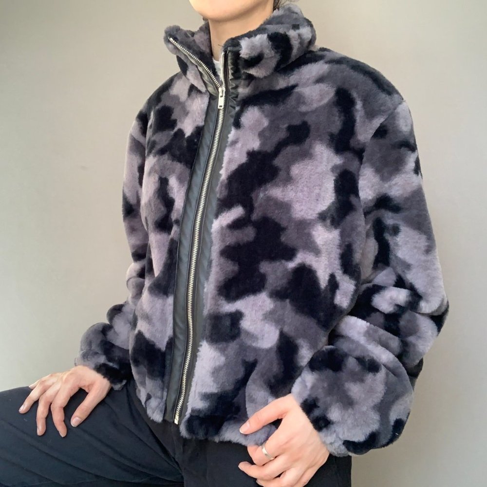 Peyton Jensen Camo Faux Fur Camo Bomber